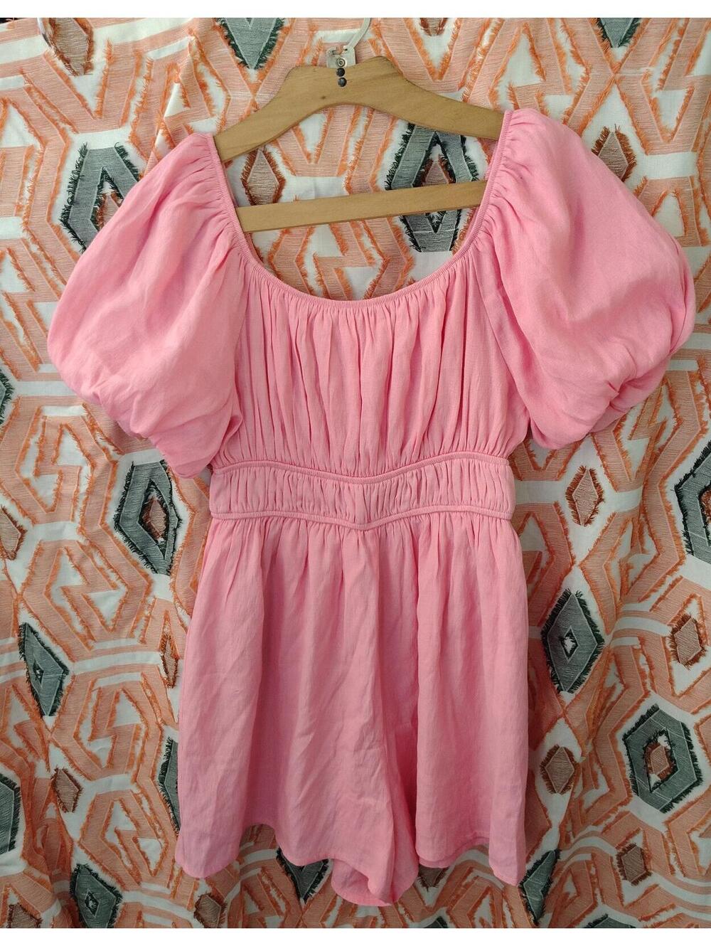 Adorable Pink Whimsical Cottage Core Short Romper Size Medium
